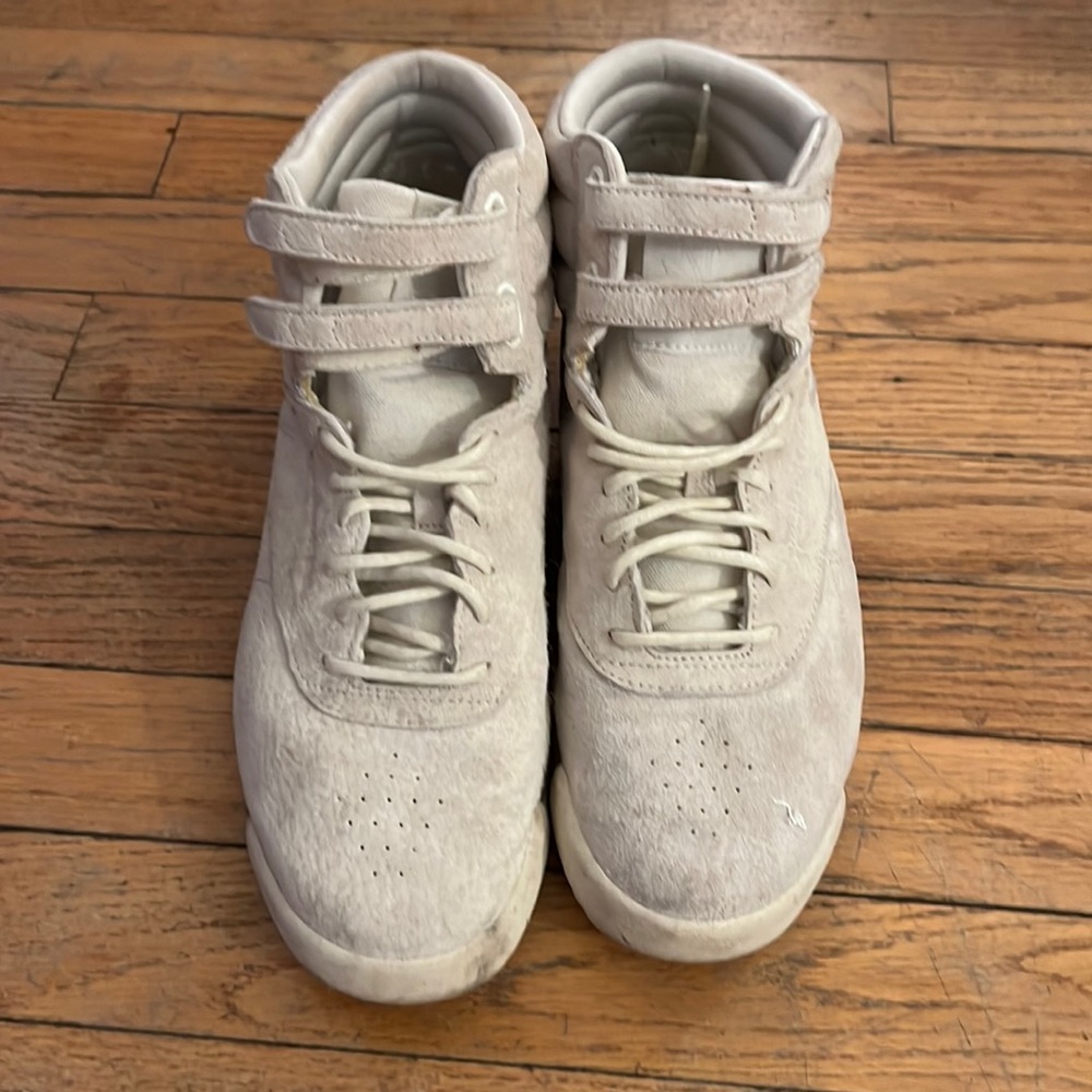 Reebok Cream Nubuck Leather Hightop Sneakers